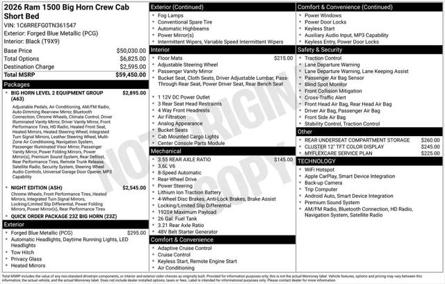 2026 Ram 1500 Big Horn Crew Cab 4x2 57 Box