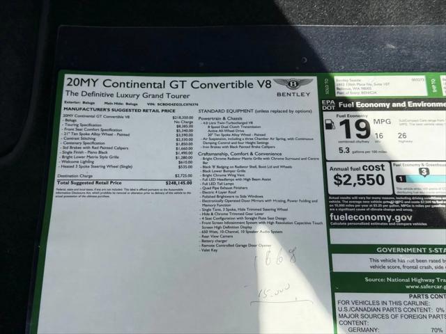 2020 Bentley Continental GT V8