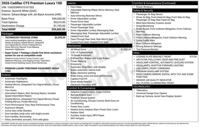 2026 Cadillac CT5 Premium Luxury RWD