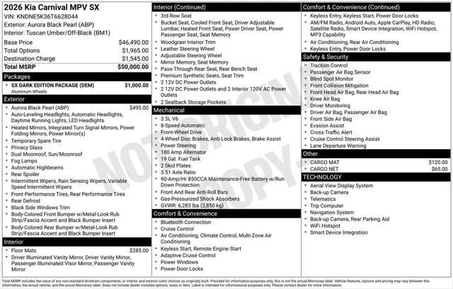2026 Kia Carnival MPV SX