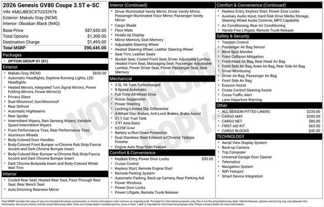2026 Genesis GV80 3.5T E-SC MHEV AWD