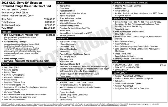 2026 GMC Sierra Extended Range Elevation