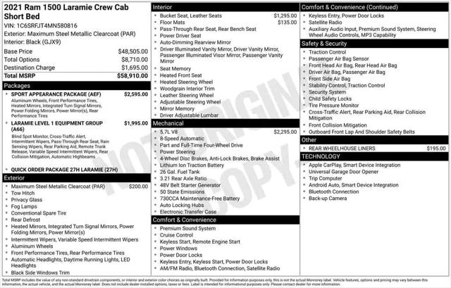 2021 Ram 1500 Laramie Crew Cab 4x4 5'7" Box