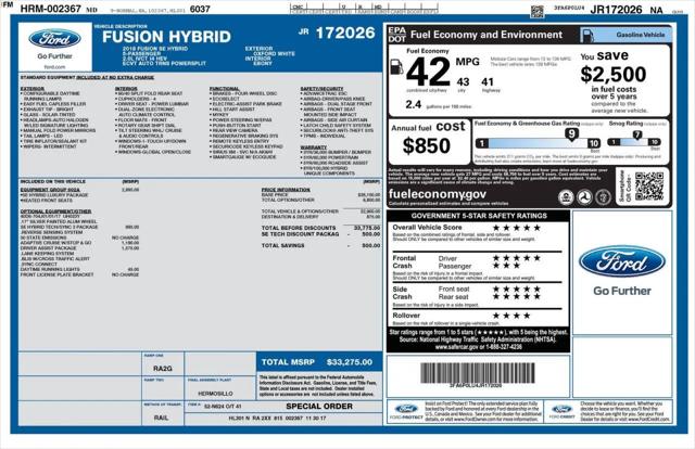 2018 Ford Fusion Hybrid SE
