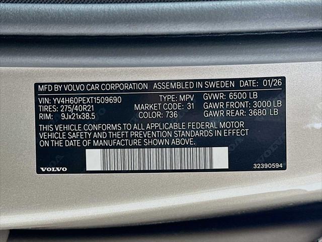 2026 Volvo XC90 Plug-In Hybrid Plus, T8 AWD, Electric/Gasoline, Bright, 7 Seats