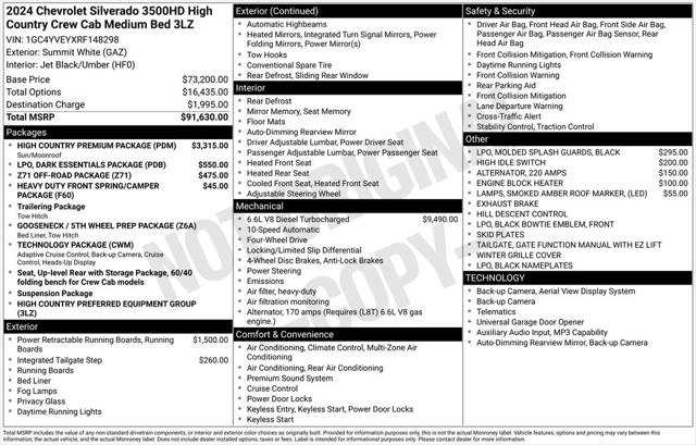 2024 Chevrolet Silverado 3500HD 4WD Crew Cab Standard Bed High Country