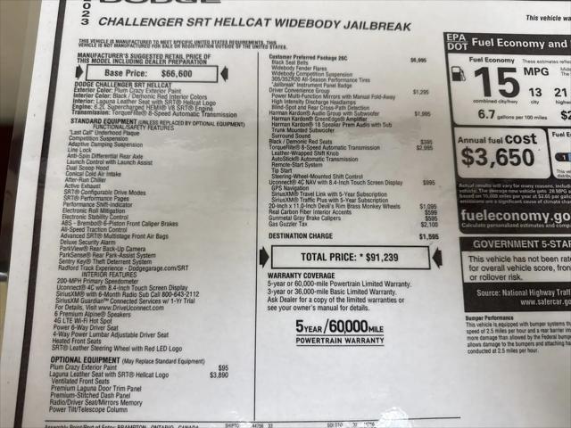 2023 Dodge Challenger SRT Hellcat Redeye Widebody Jailbreak