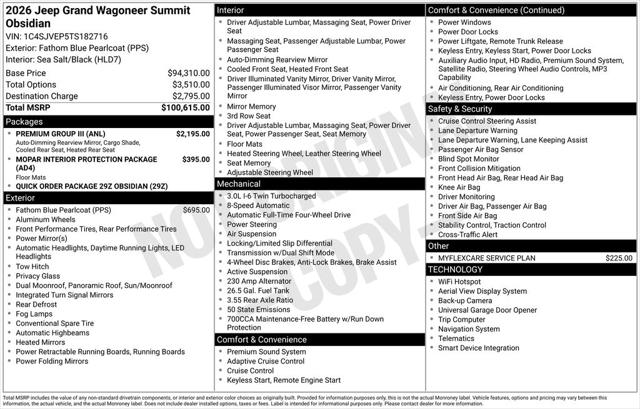 2026 Wagoneer Grand Wagoneer GRAND WAGONEER SUMMIT OBSIDIAN 4X4