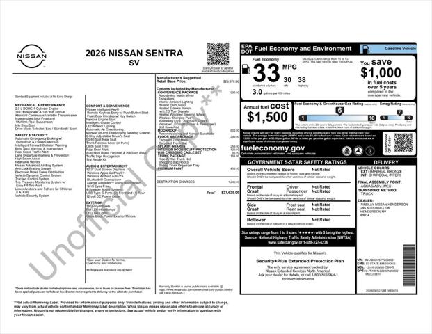2026 Nissan Sentra SV