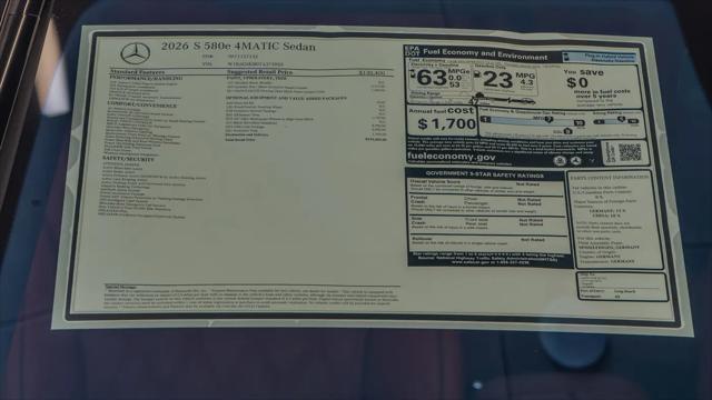 2026 Mercedes-Benz S 580e 4MATIC