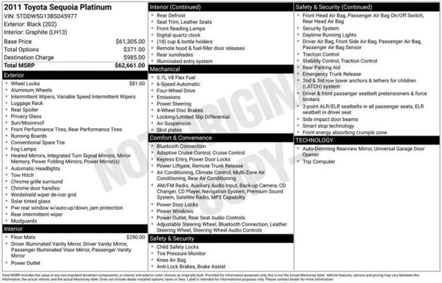 2011 Toyota Sequoia Platinum 5.7L V8