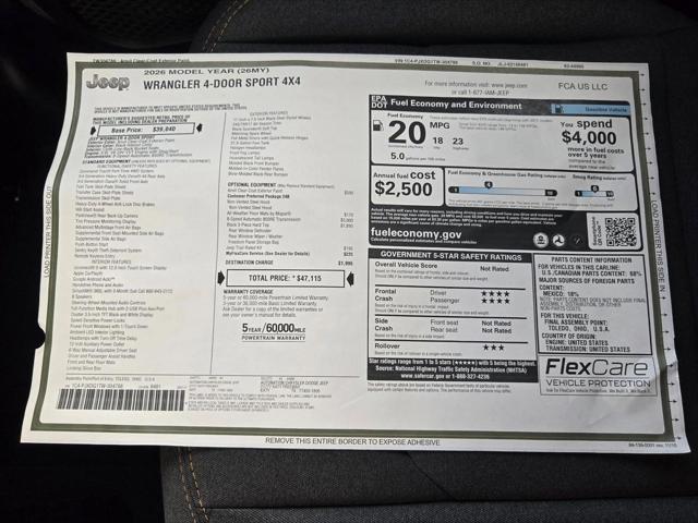 2026 Jeep Wrangler 4-Door Sport