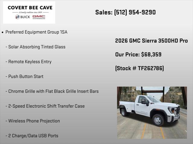 2026 GMC Sierra 3500HD Regular Cab, Long Bed, Pro Dual Rear Wheel, 4WD