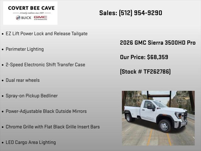 2026 GMC Sierra 3500HD Regular Cab, Long Bed, Pro Dual Rear Wheel, 4WD