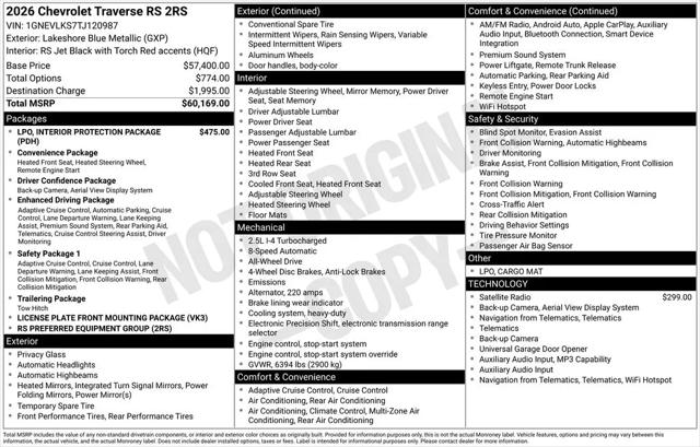 2026 Chevrolet Traverse AWD RS