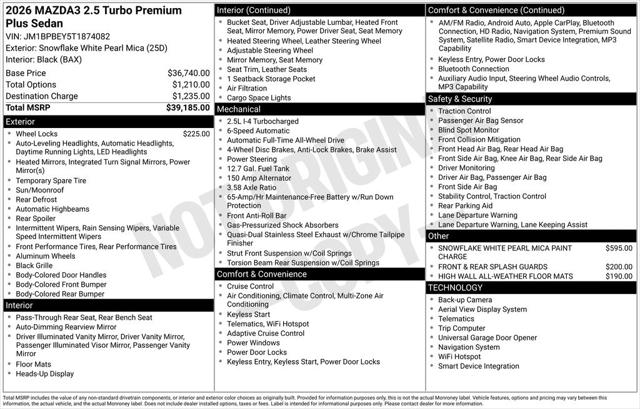 2026 Mazda Mazda3 2.5 Turbo Premium Plus