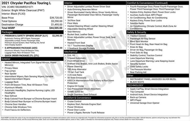 2021 Chrysler Pacifica Touring L 2021 Chrysler Pacifica Touring L