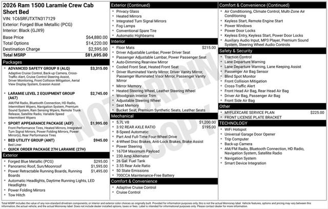 2026 RAM Ram 1500 RAM 1500 LARAMIE CREW CAB 4X4 57 BOX 2026 RAM Ram 1500 RAM 1500 LARAMIE CREW CAB 4X4 57 BOX