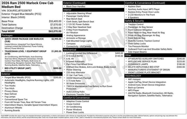 2026 RAM Ram 2500 RAM 2500 WARLOCK CREW CAB 4X4 64 BOX
