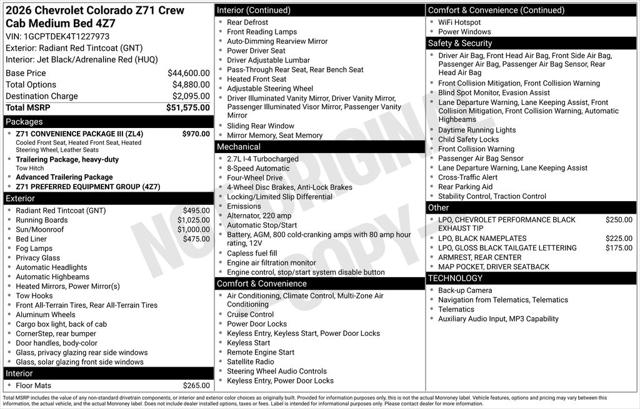 2026 Chevrolet Colorado Z71, 4WD
