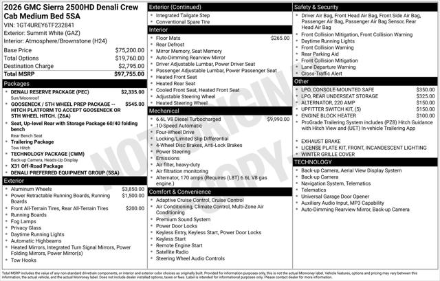 2026 GMC Sierra 2500HD Crew Cab, Standard Bed, Denali, 4WD