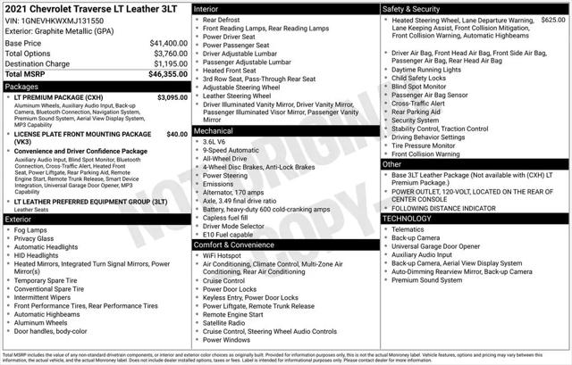 2021 Chevrolet Traverse AWD LT Leather