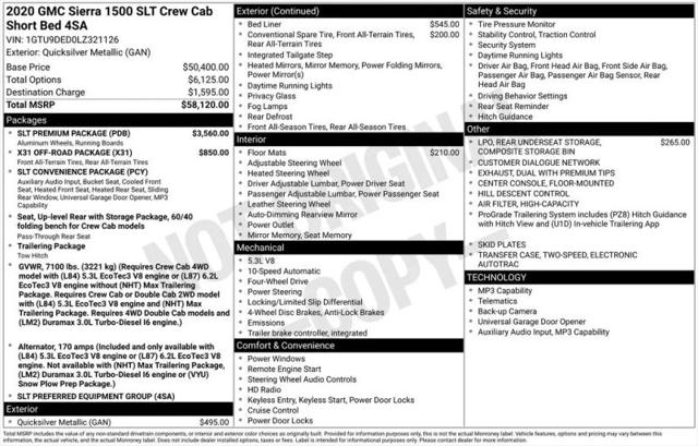 2020 GMC Sierra 1500 4WD Crew Cab Short Box SLT