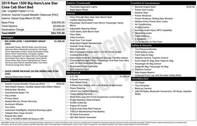2019 Ram 1500 Big Horn/Lone Star Crew Cab 4x2 5'7" Box