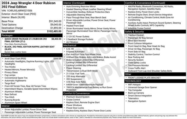 2024 Jeep Wrangler 4-Door Rubicon 392 Final Edition 4x4