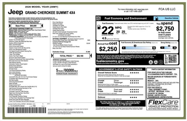 2026 Jeep Grand Cherokee GRAND CHEROKEE SUMMIT 4X4