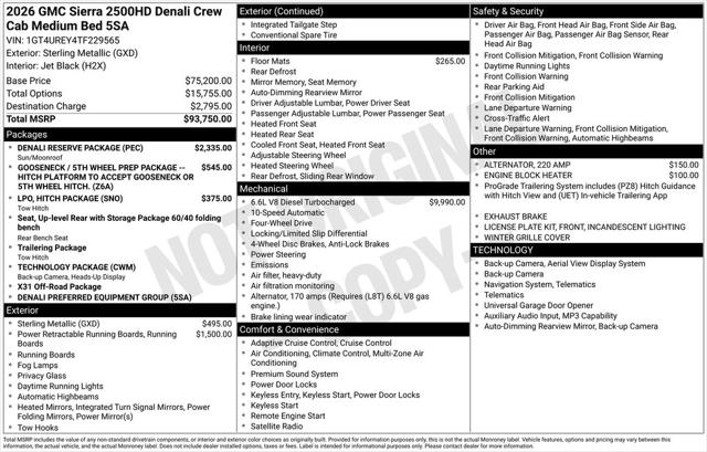 2026 GMC Sierra 2500HD Crew Cab, Standard Bed, Denali, 4WD