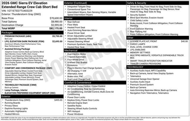 2026 GMC Sierra Extended Range Elevation