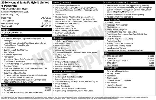 2026 Hyundai Santa Fe Hybrid Limited 7 Passenger