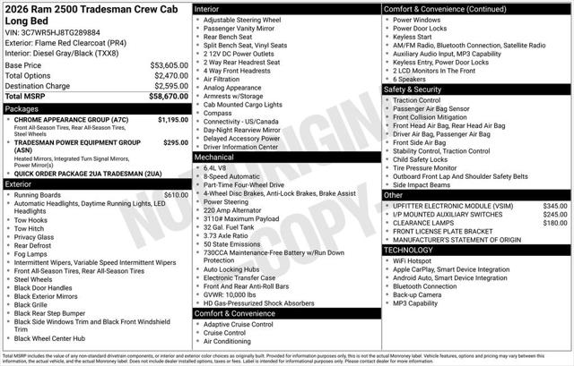 2026 RAM Ram 2500 RAM 2500 TRADESMAN CREW CAB 4X4 8 BOX 2026 RAM Ram 2500 RAM 2500 TRADESMAN CREW CAB 4X4 8 BOX