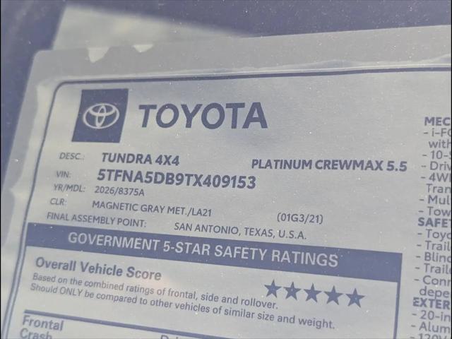 2026 Toyota Tundra Platinum CrewMax 5.5' Bed