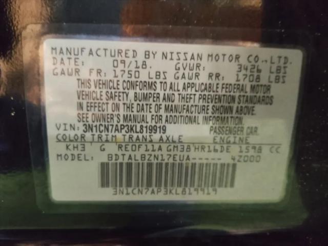 2019 Nissan Versa 1.6 SV