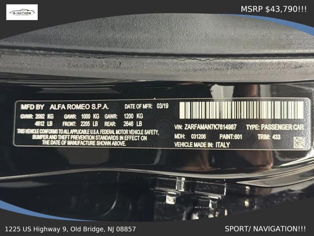 2019 Alfa Romeo Giulia Sport RWD