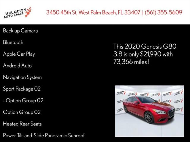 2020 Genesis G80 3.8 RWD