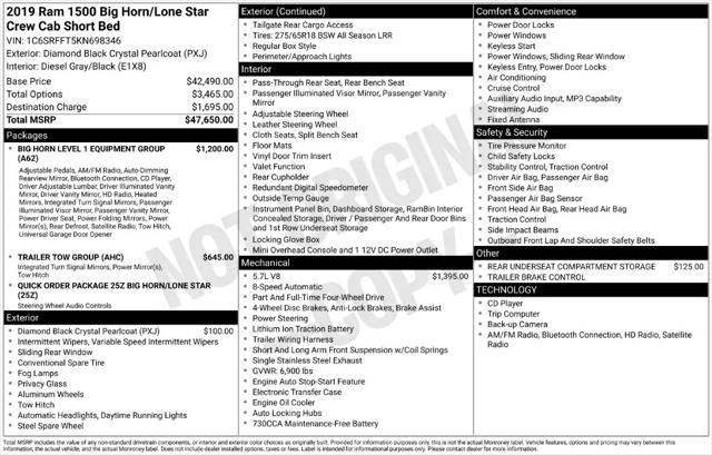 2019 Ram 1500 Big Horn/Lone Star Crew Cab 4x4 57 Box