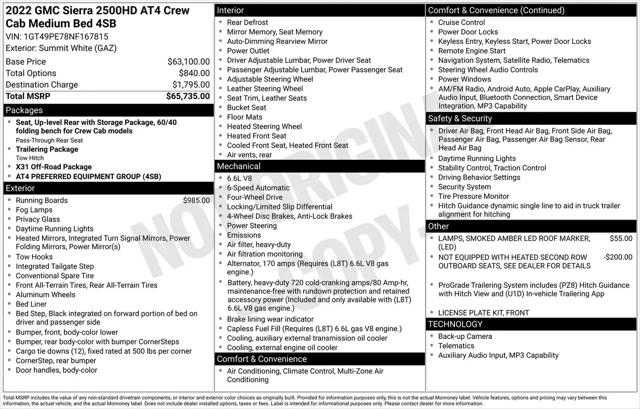 2022 GMC Sierra 2500HD 4WD Crew Cab Standard Bed AT4