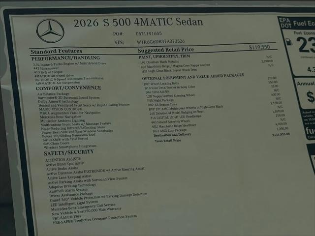 2026 Mercedes-Benz 500 4MATIC