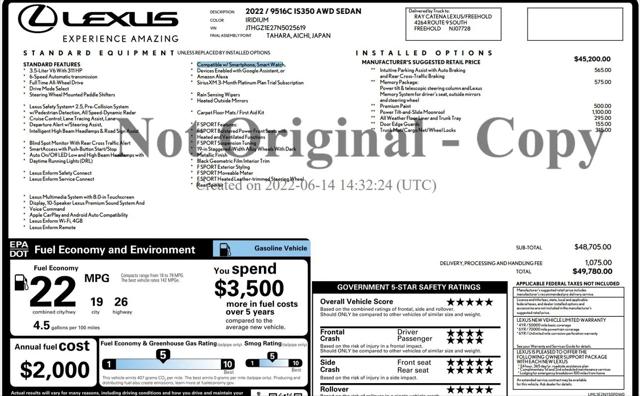 2022 Lexus IS 350 F SPORT