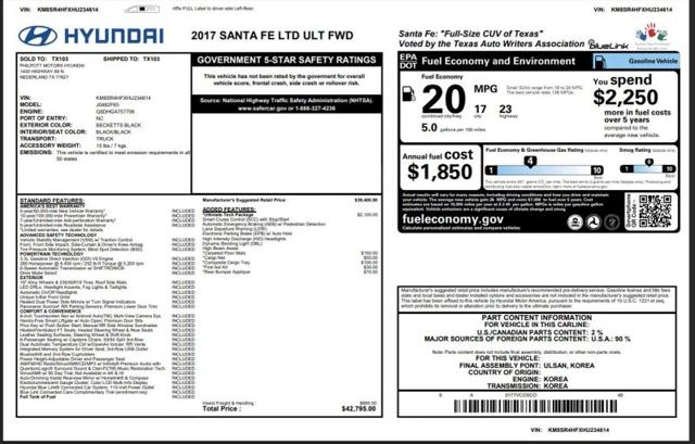 2017 Hyundai Santa Fe Limited Ultimate
