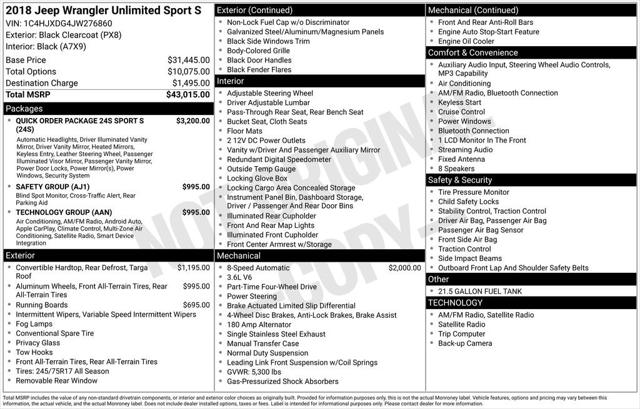 2018 Jeep Wrangler Unlimited Sport S 4x4