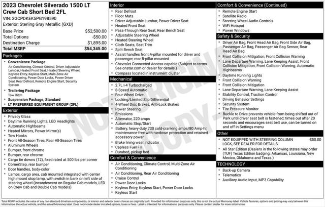 2023 Chevrolet Silverado 1500 4WD Crew Cab Short Bed LT with 2FL