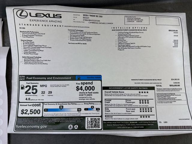 2026 Lexus RX 350 350