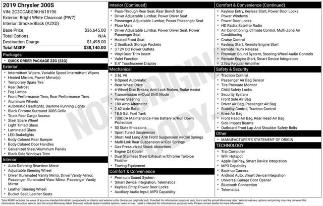 2019 Chrysler 300 300S 2019 Chrysler 300 300S