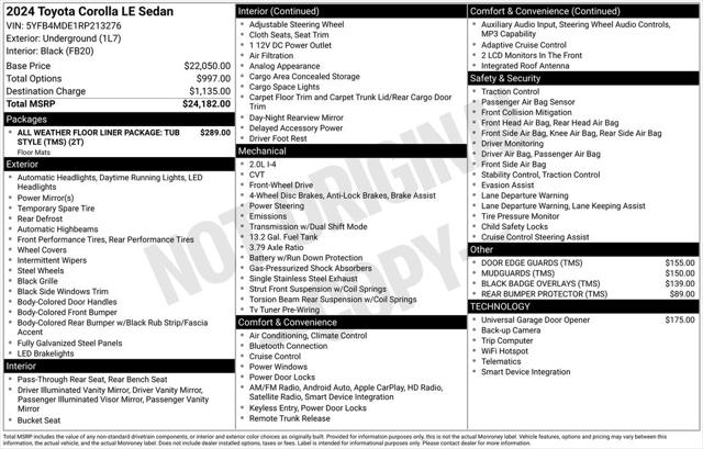 2024 Toyota Corolla LE 2024 Toyota Corolla LE