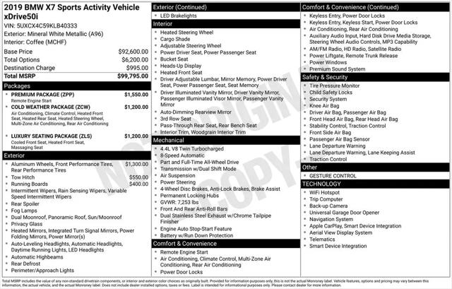 2019 BMW X7 xDrive50i