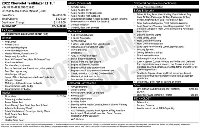 2022 Chevrolet TrailBlazer AWD LT